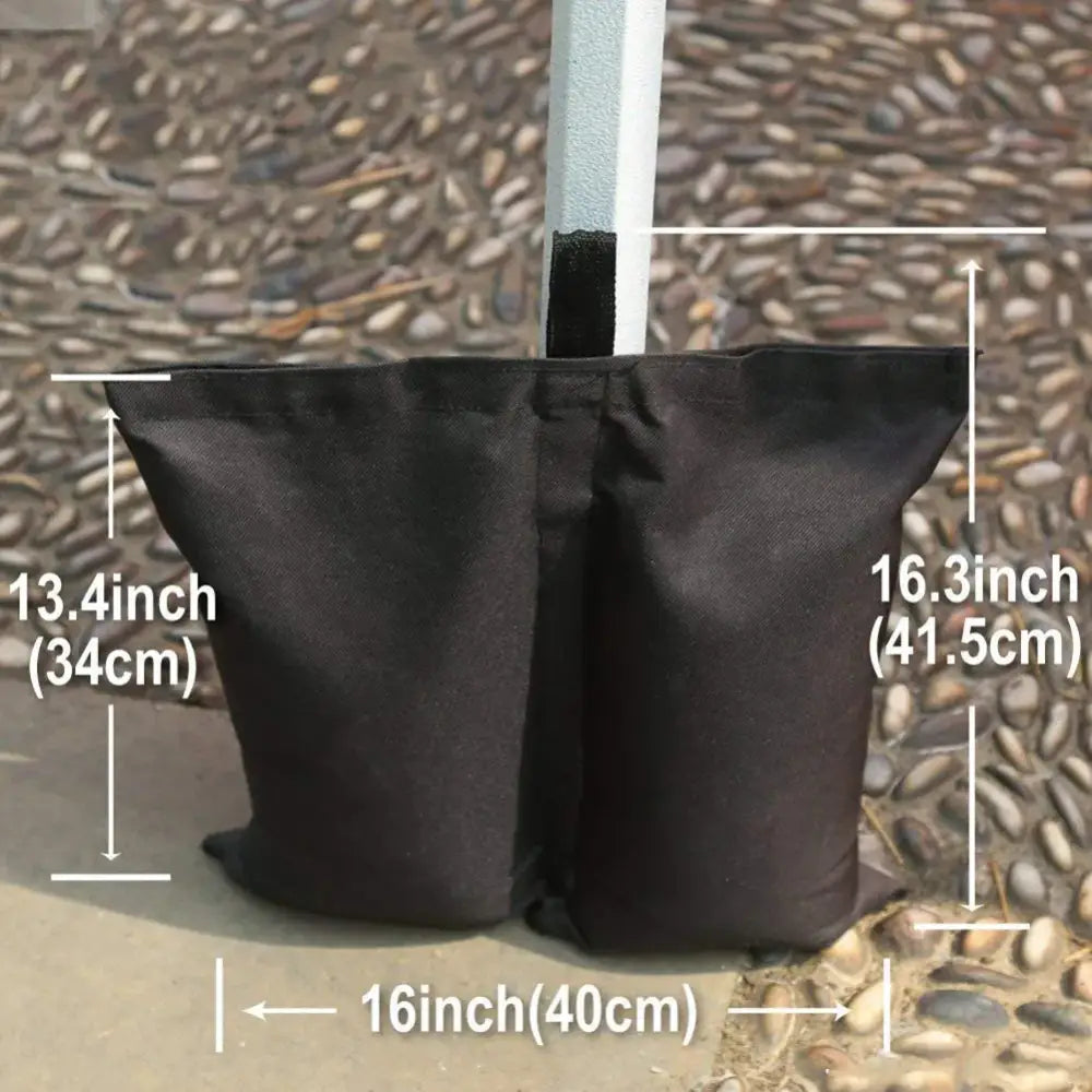 Black fabric grow bags with measurements displayed.