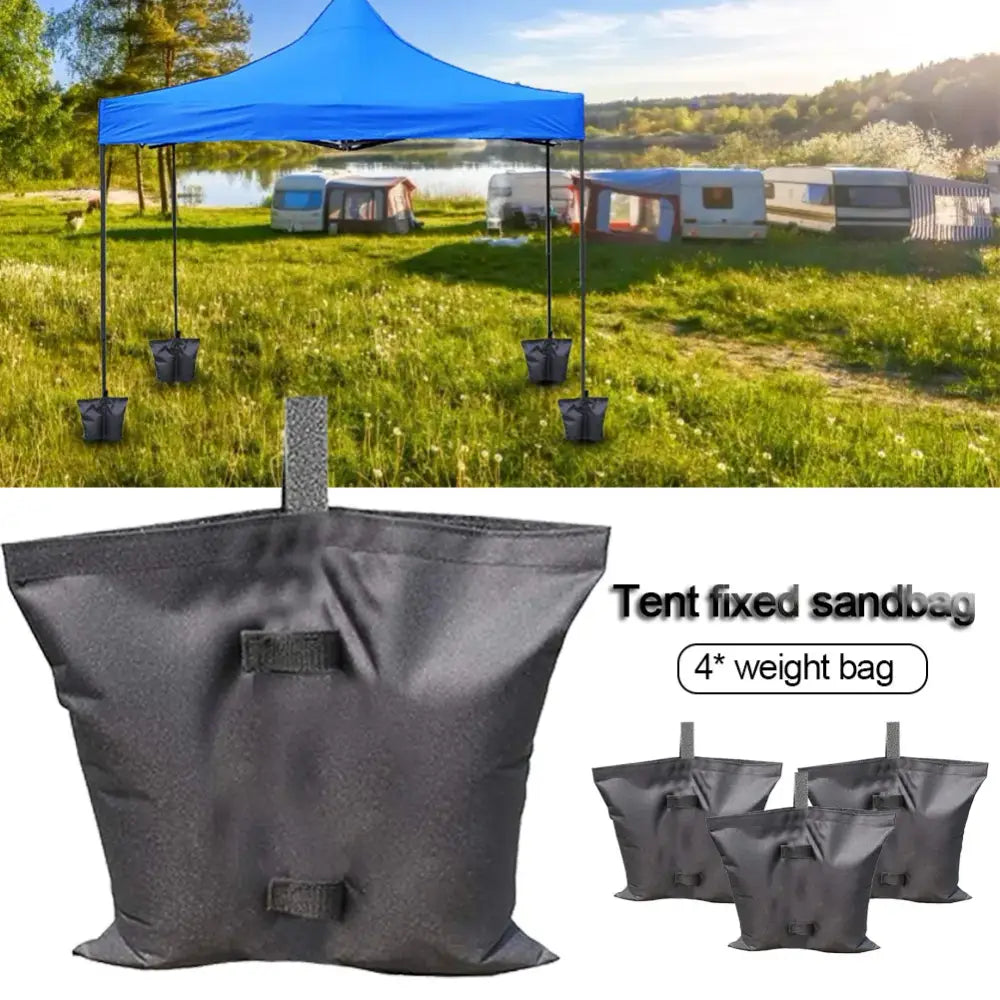 Blue pop-up canopy tent set up in a grassy area near camper trailers.