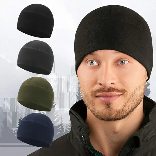 Close-fitting knit beanie hat available in multiple colors.