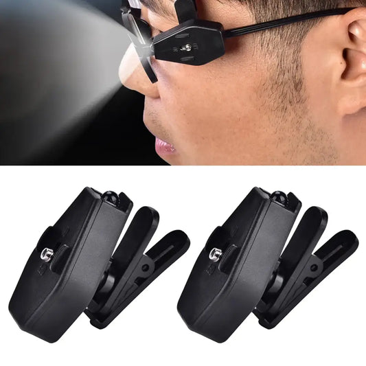 LED light clip-on attachments for eyeglasses or sunglasses.