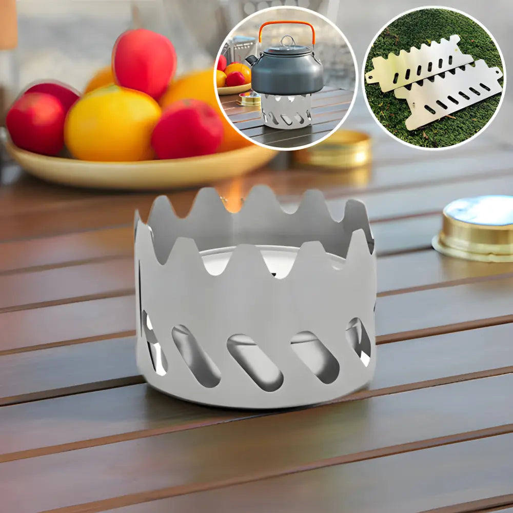 White ceramic or metal crown-shaped candle holder with cutout designs.