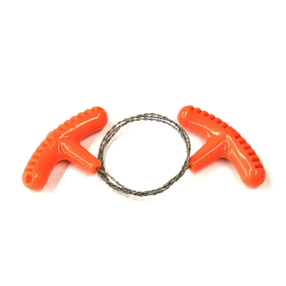 Wire saw with orange plastic handles.