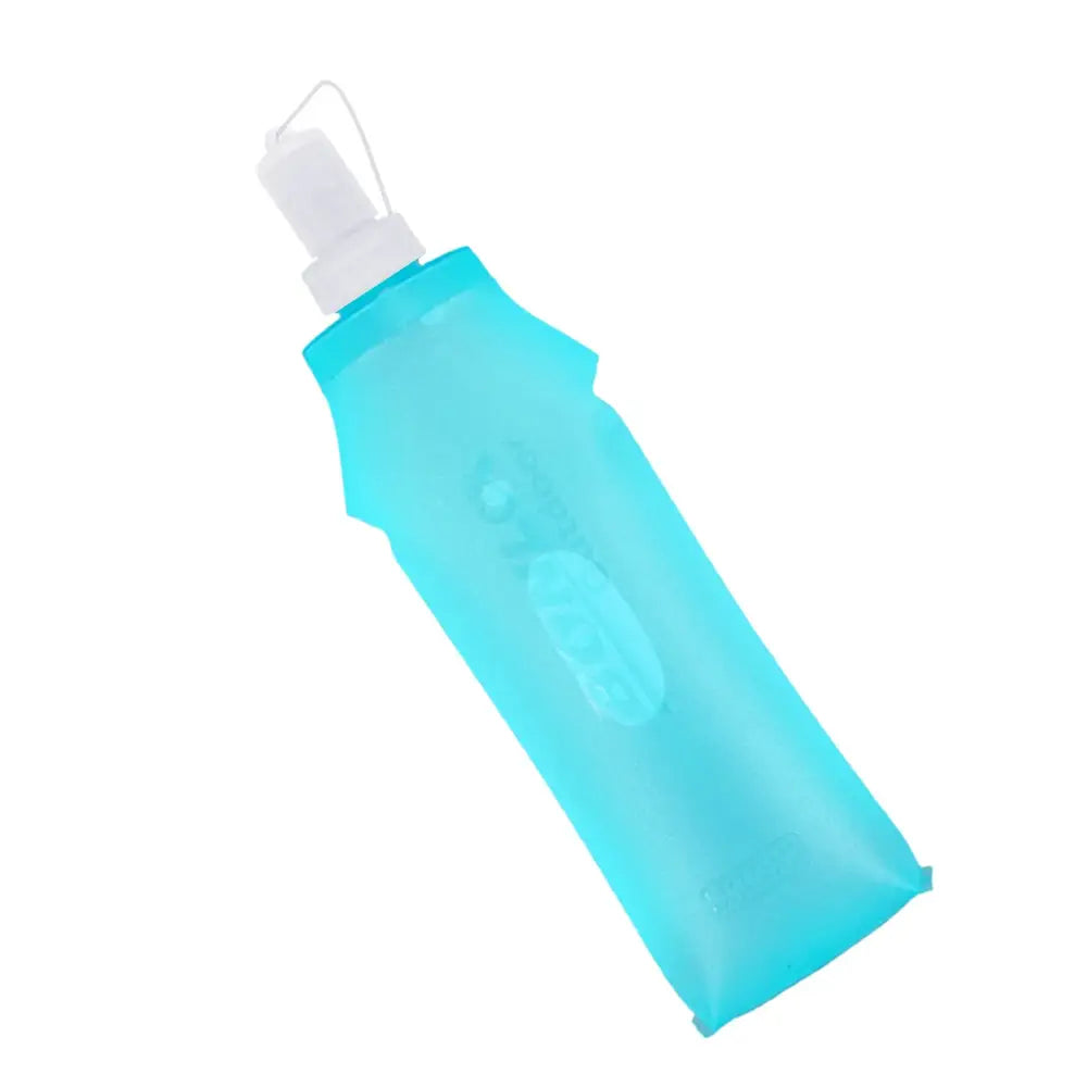 Light blue plastic water bottle with a white cap.