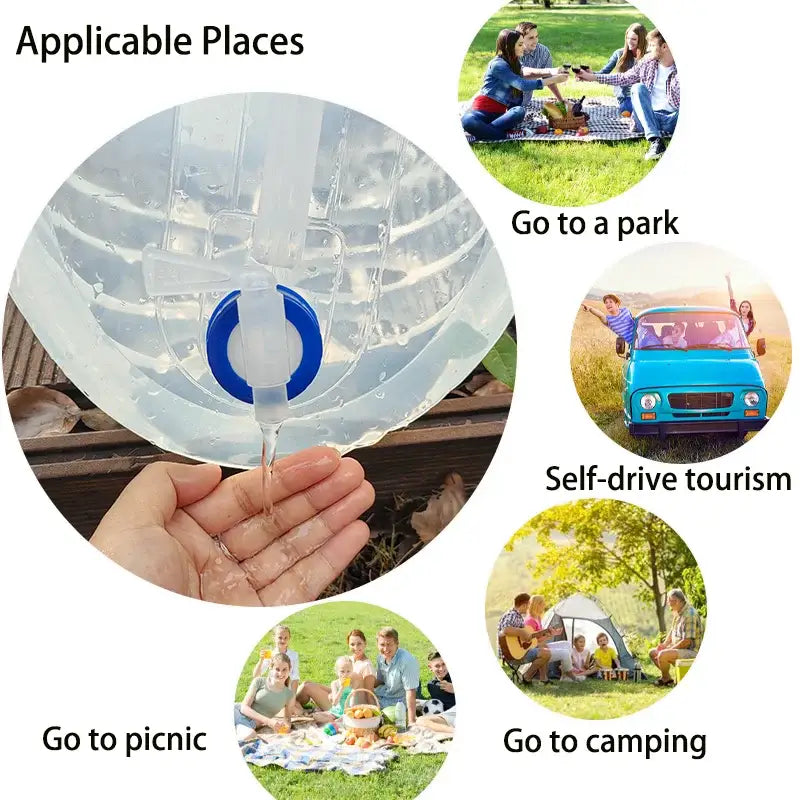 Transparent plastic fan with a blue logo in the center.