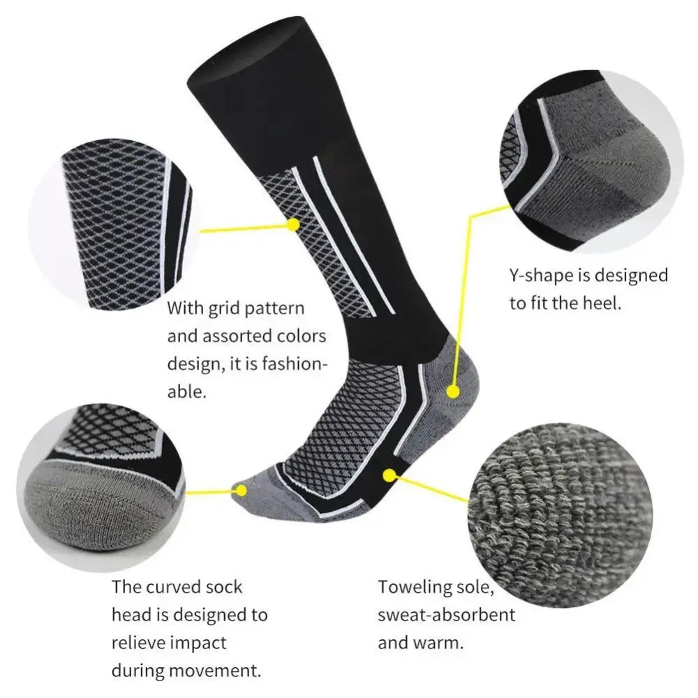 Athletic performance sock with labeled design features.