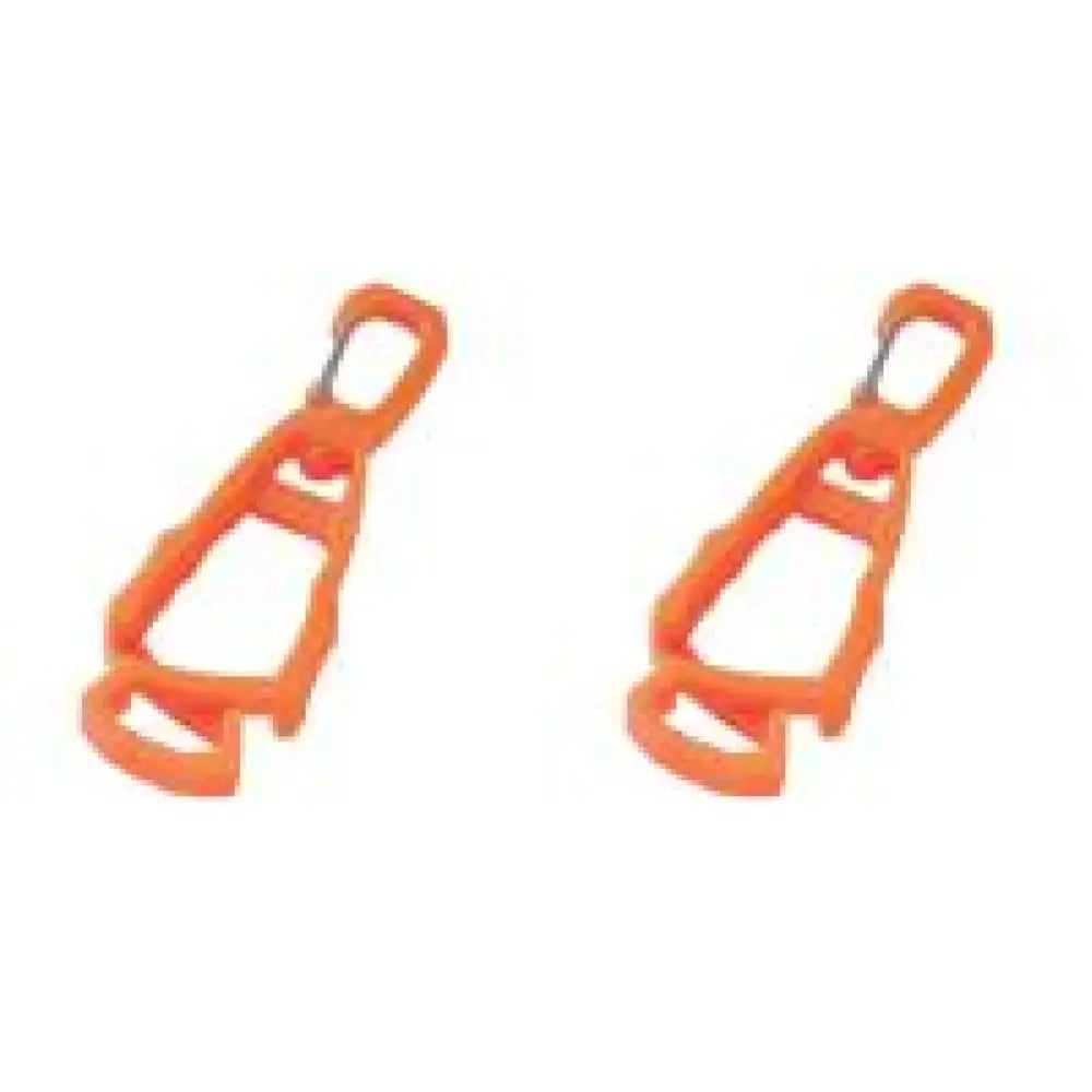 Orange plastic glove clips or glove guards.