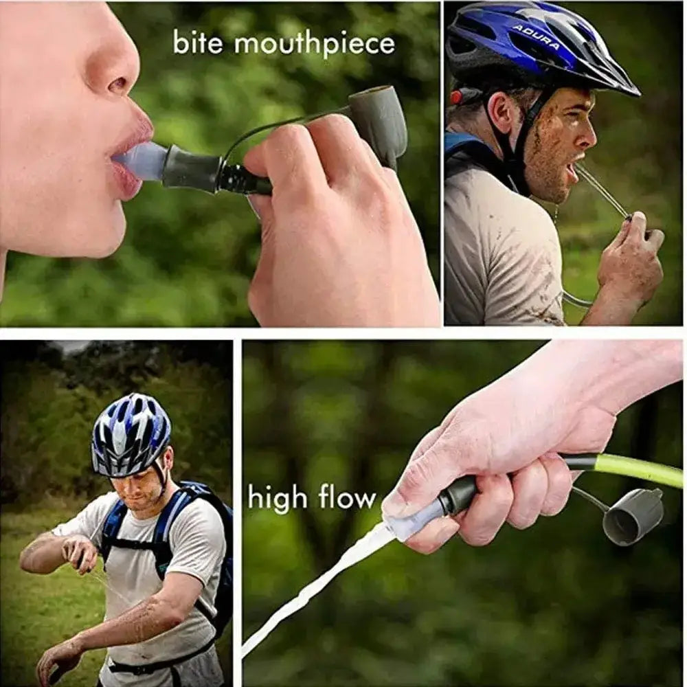 Hydration system for cyclists featuring a bite valve mouthpiece and high-flow design.