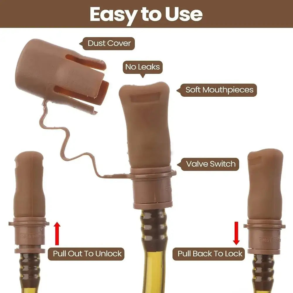 Hydration system mouthpiece with dust cover and locking mechanism.