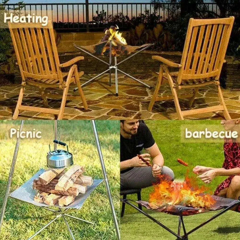 Collage of three outdoor dining scenarios labeled ’Heating,’ ’Picnic,’ and ’Barbecue.’