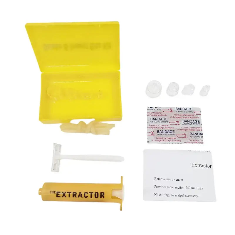 Yellow plastic case containing first aid or emergency supplies.