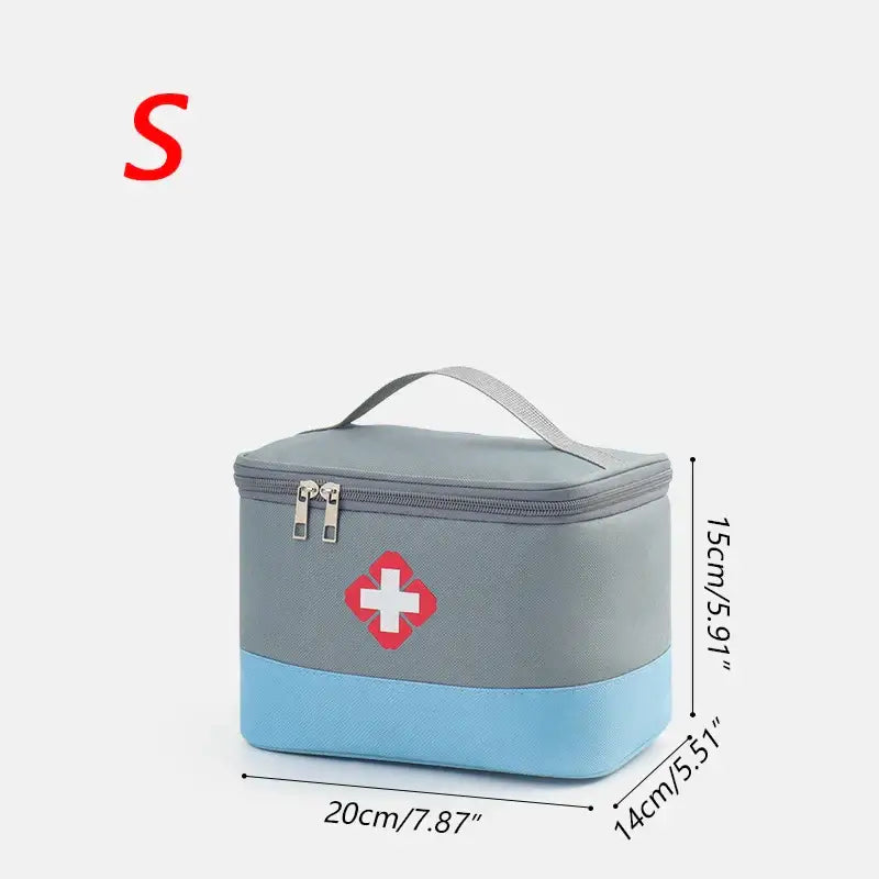 Portable first aid kit or medical storage bag with a handle and red cross symbol.