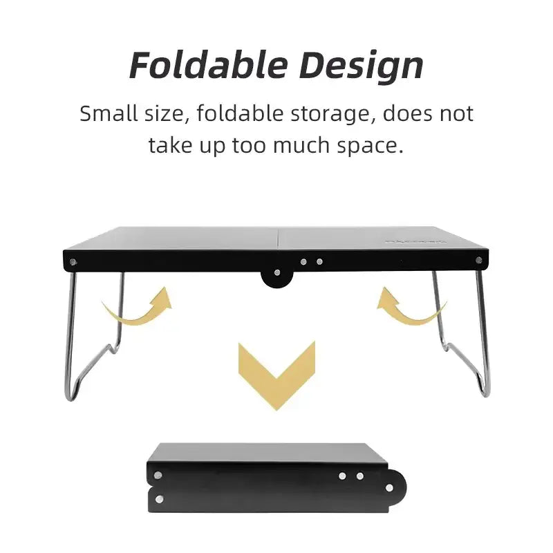 Foldable laptop desk or table with collapsible legs.