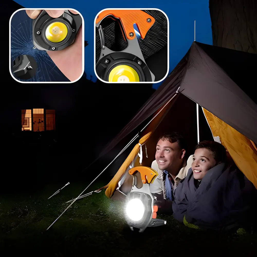 Camping lantern with detachable spotlight features.