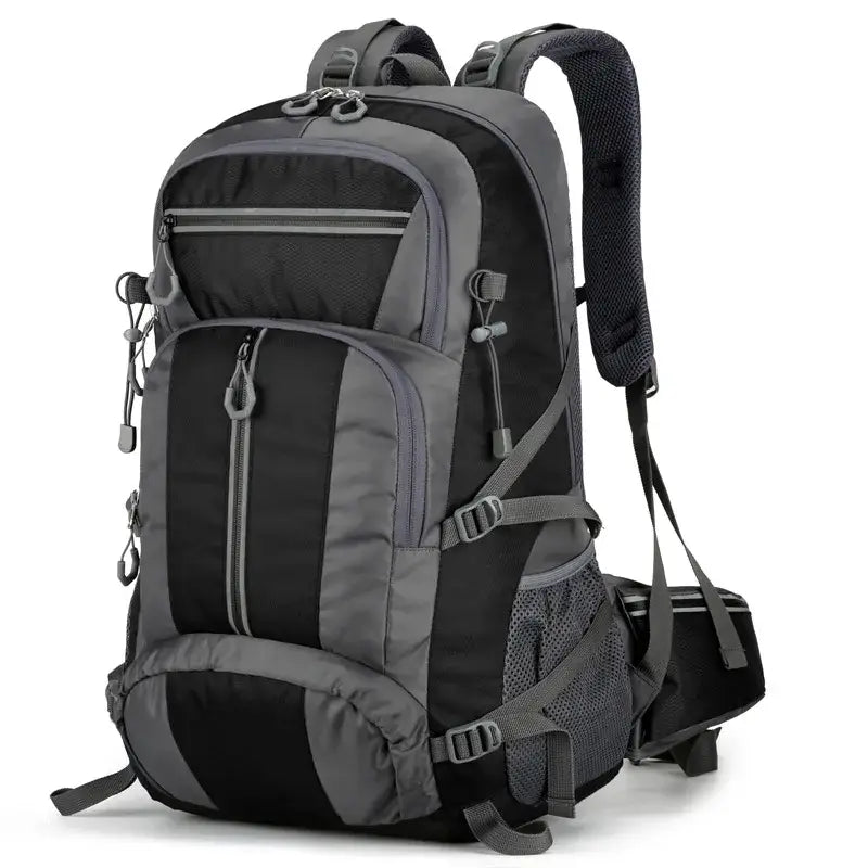 Rugged hiking backpack with multiple compartments and straps.