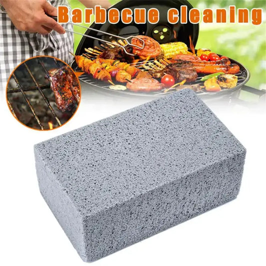 Gray rectangular cleaning block for barbecue grills.