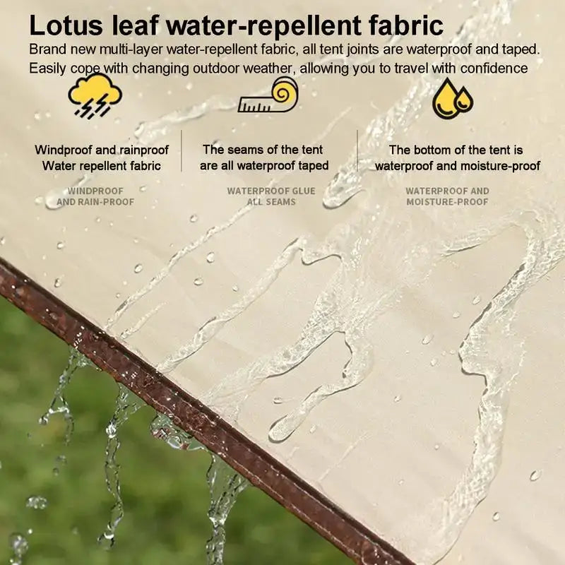 Water-repellent fabric with droplets beading on its surface.