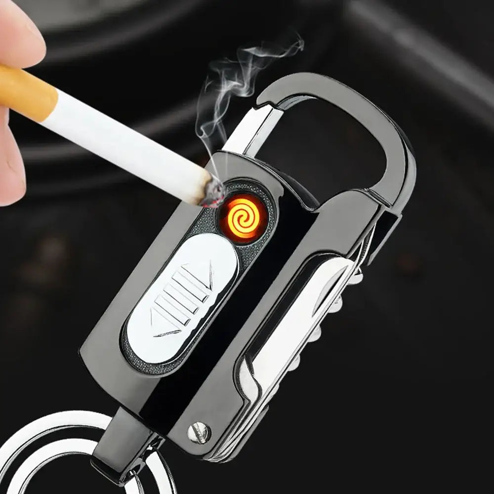 Electronic cigarette lighter with a spiral heating element and USB charging port.