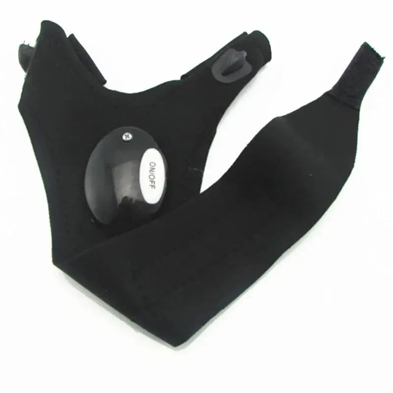 Black neoprene face mask with a breathing valve.