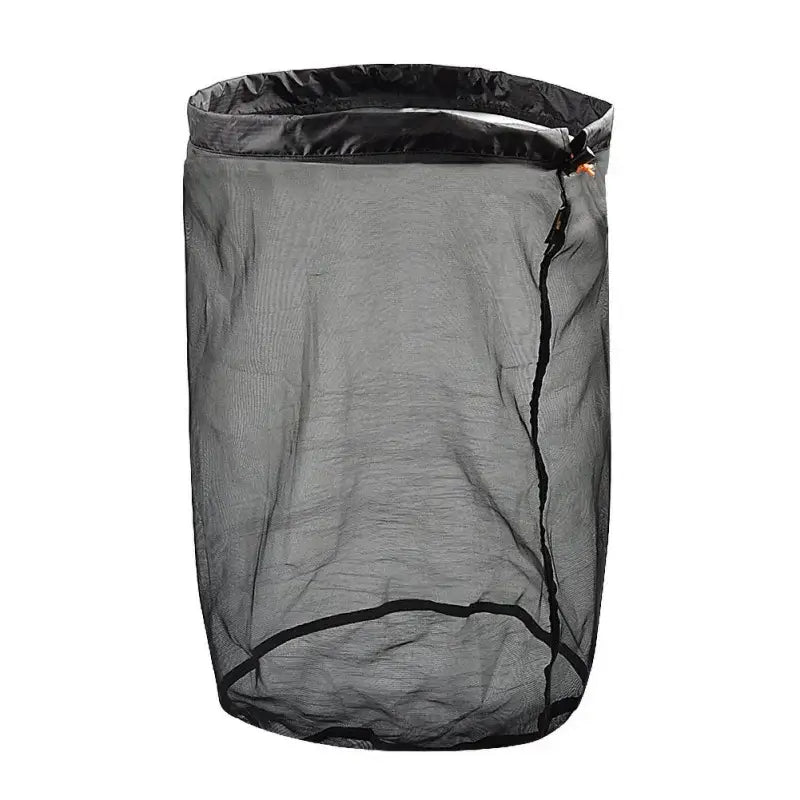 Mesh storage bag with a drawstring closure at the top.