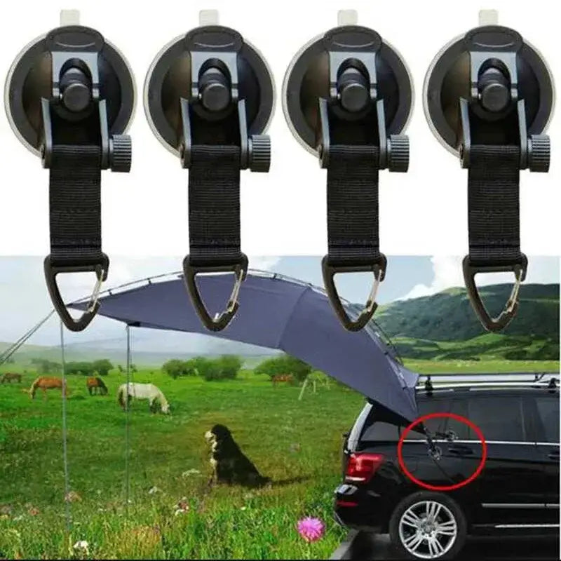 Suction cup car rack for transporting an umbrella or parasol.