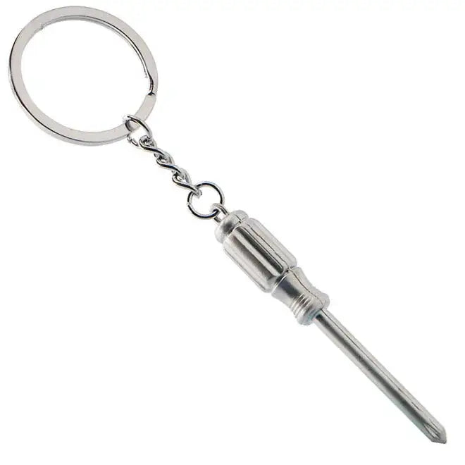 Keychain with a miniature screwdriver attachment.