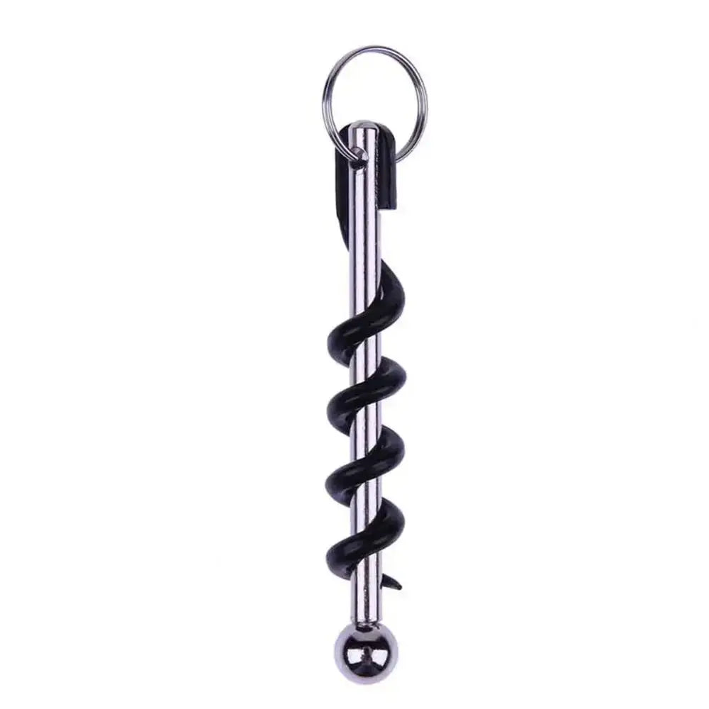 Corkscrew with a spiral design and metal ball at the end.