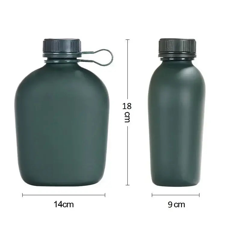 Dark green military-style canteen or water bottle with a screw-top lid.