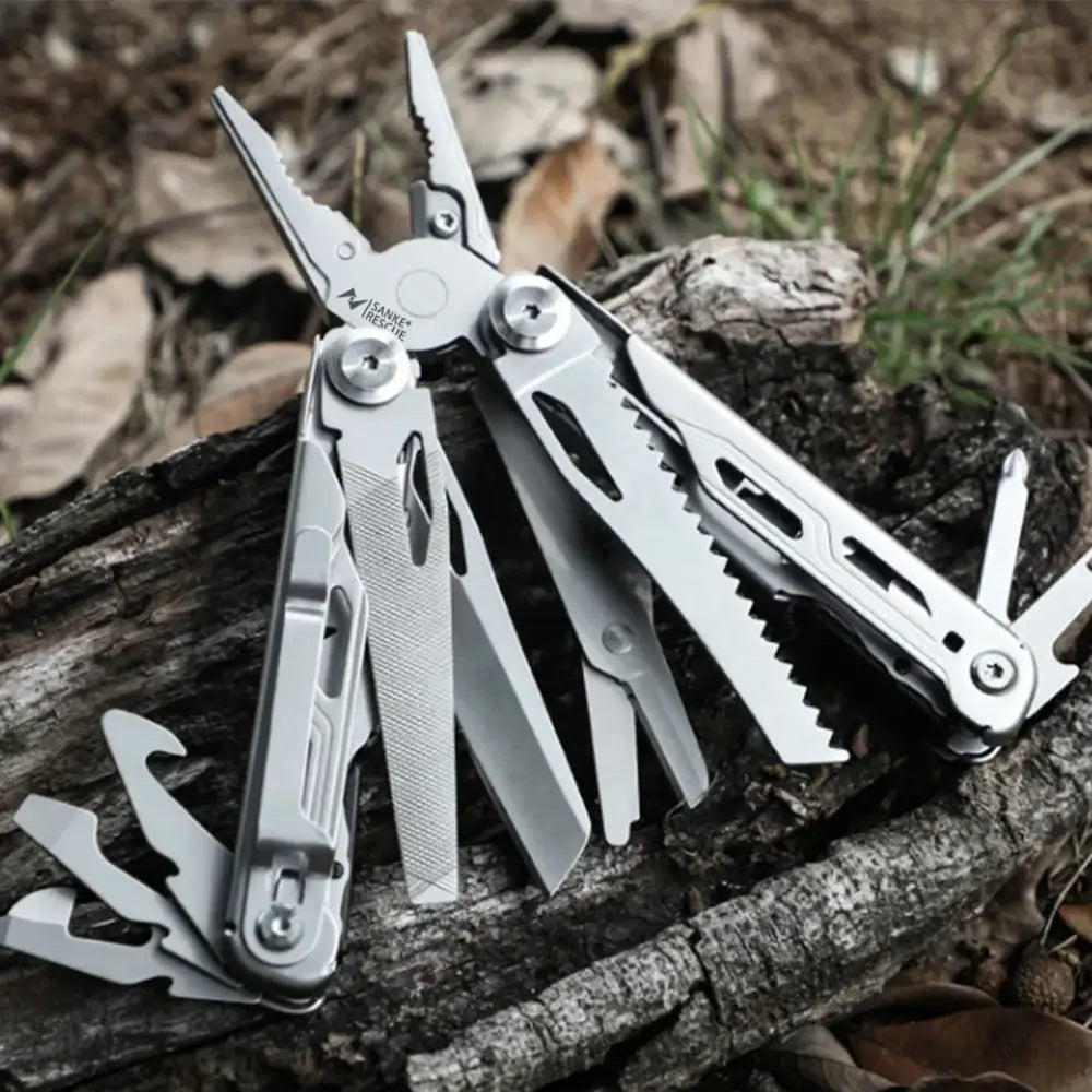 Multi-tool with pliers and various folding implements.