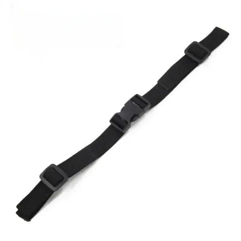 Black adjustable strap with plastic buckles.