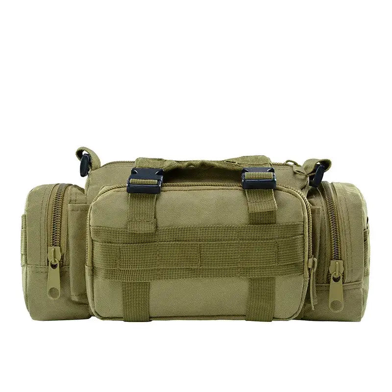 Military-style tactical waist pack or utility bag in olive green color.