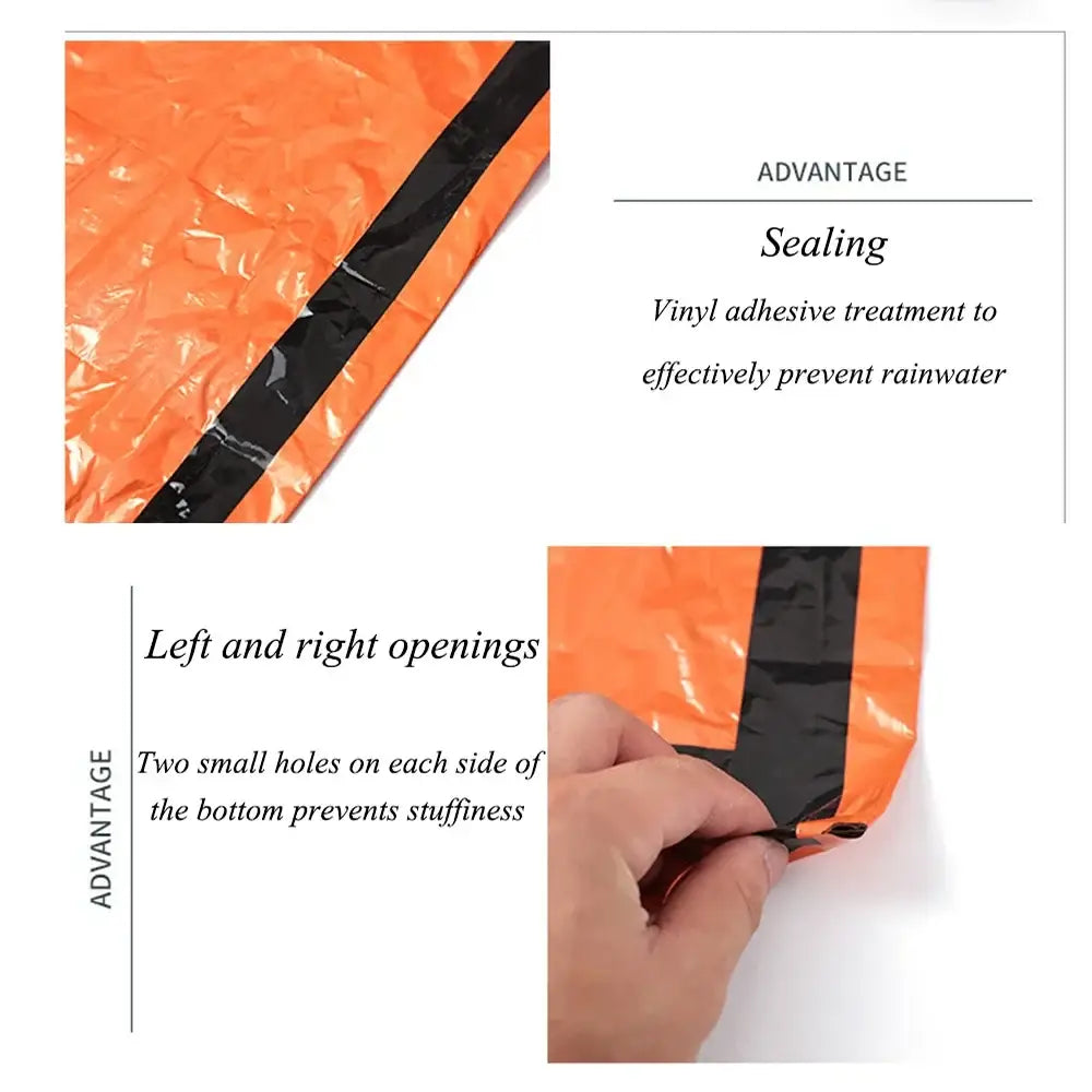 Orange tarp or cover with black sealing edges and ventilation holes.