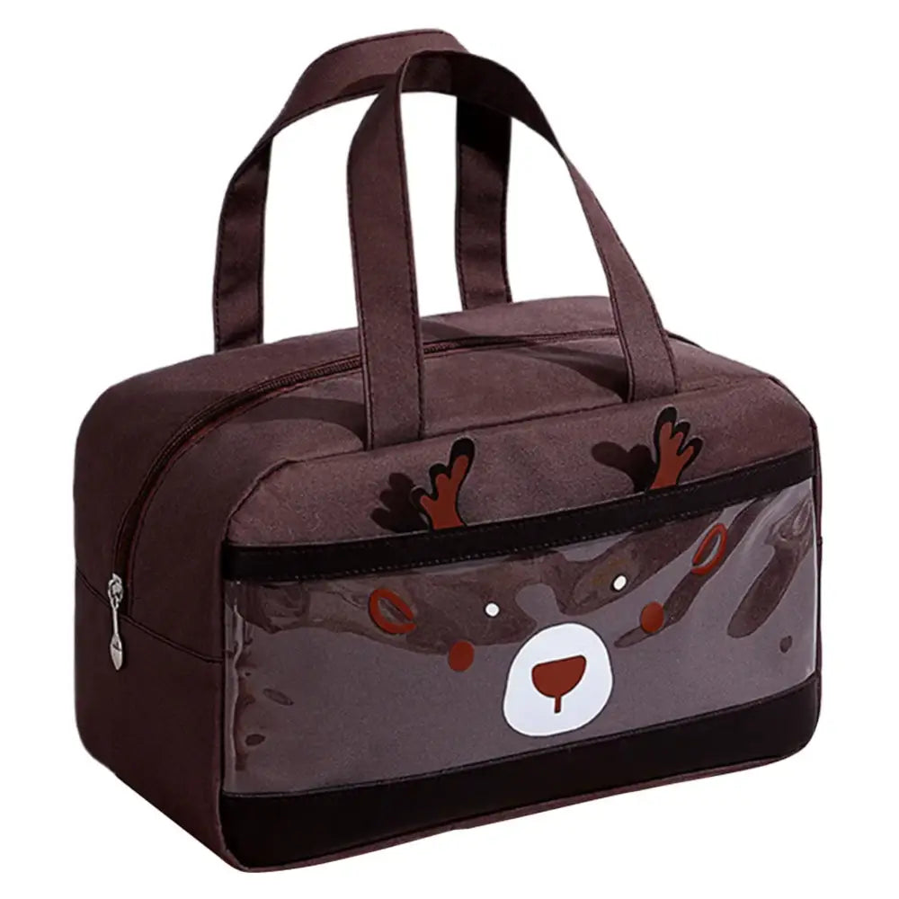 Children’s travel bag with a cute reindeer face design.