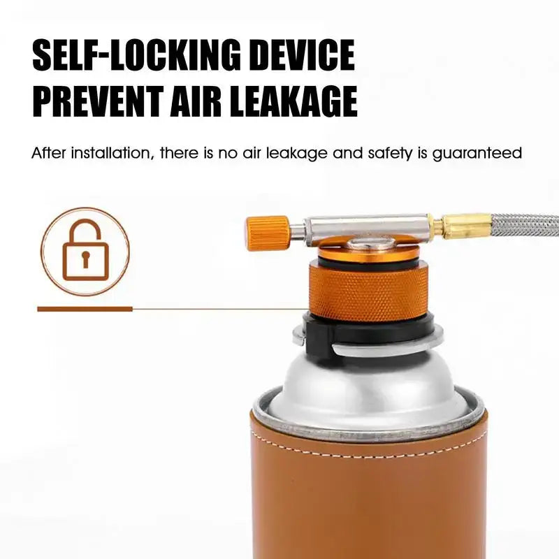 Self-locking device for preventing air leakage on a gas canister or container.