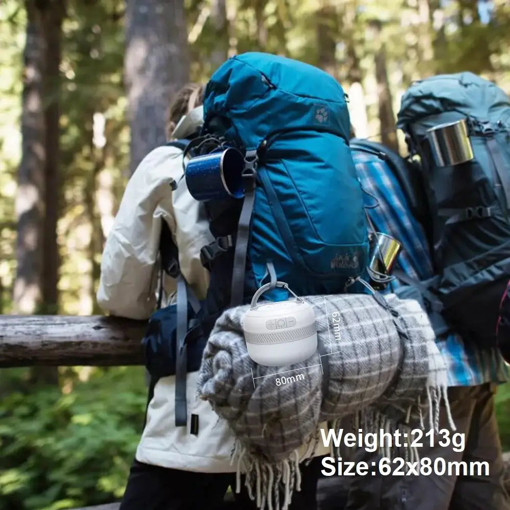 Teal hiking backpack loaded with camping gear and accessories.