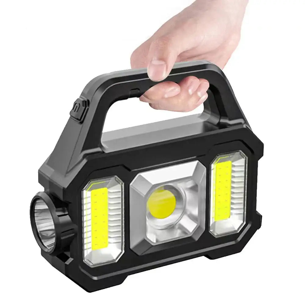 Portable LED work light with multiple bright panels and a carrying handle.