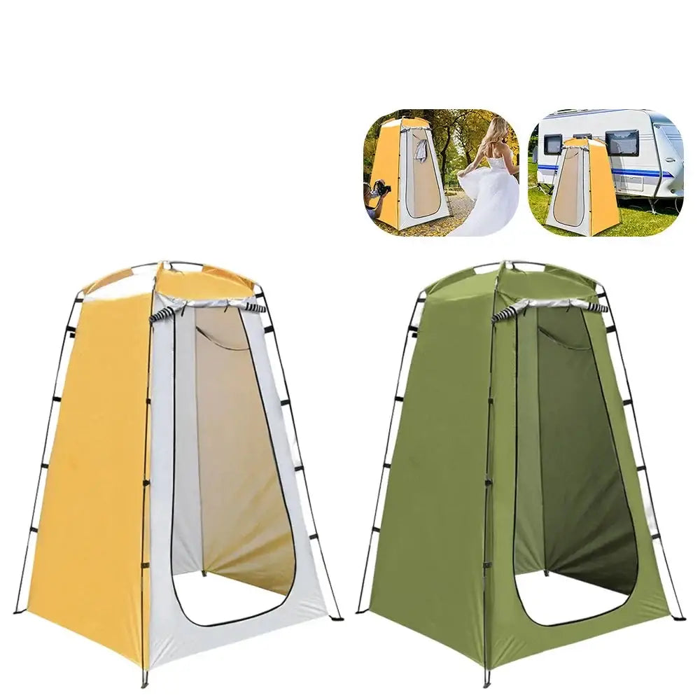 Portable privacy tents or changing rooms for outdoor use.