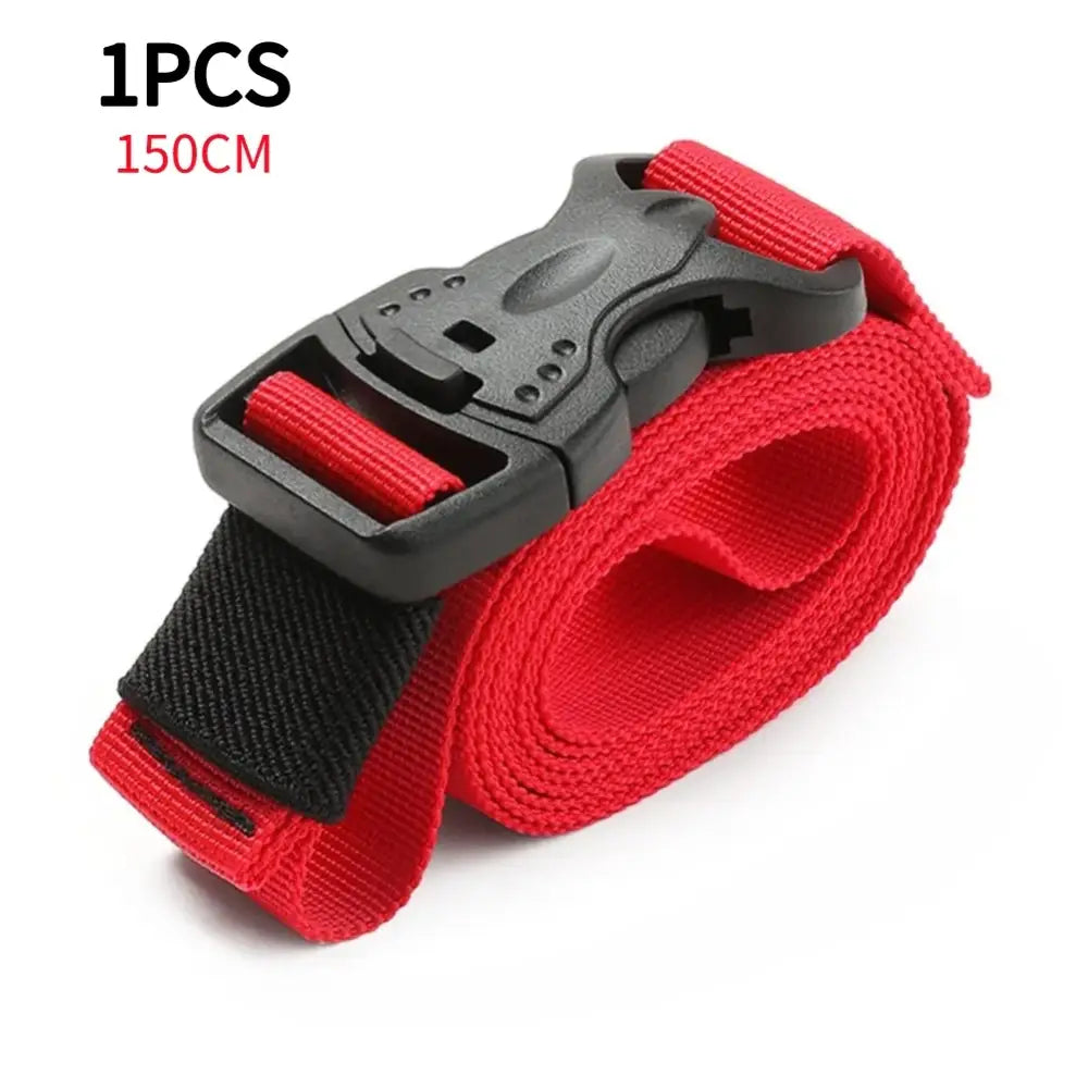 Red nylon strap with a black plastic buckle.