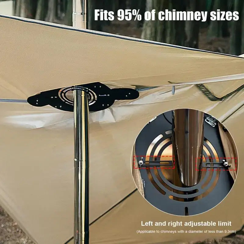 Chimney flue damper with adjustable left and right limits.