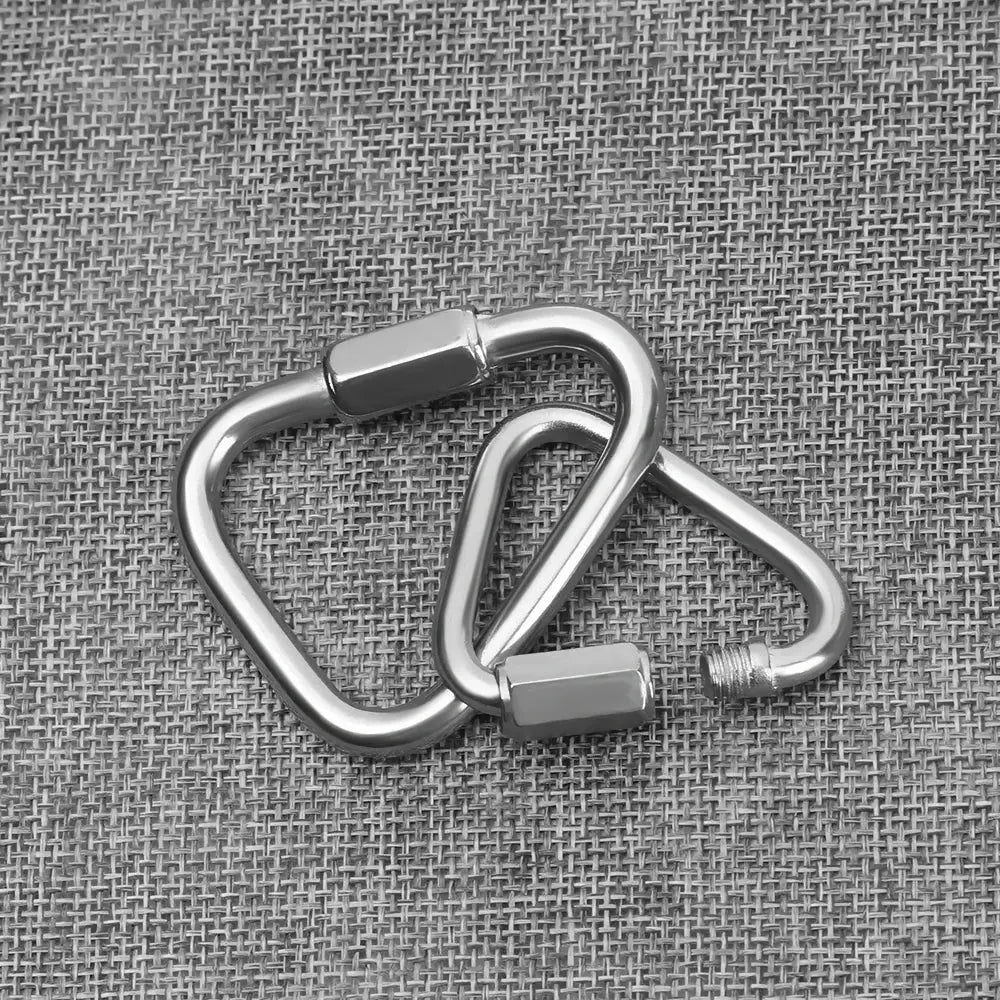 Metal carabiners with screw-lock gates.