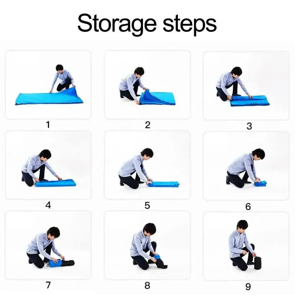 Step-by-step guide demonstrating how to fold and store a yoga or exercise mat.