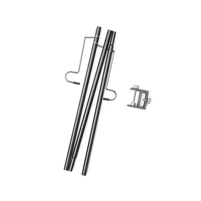 Stainless steel chopsticks with a carrying case and holder.