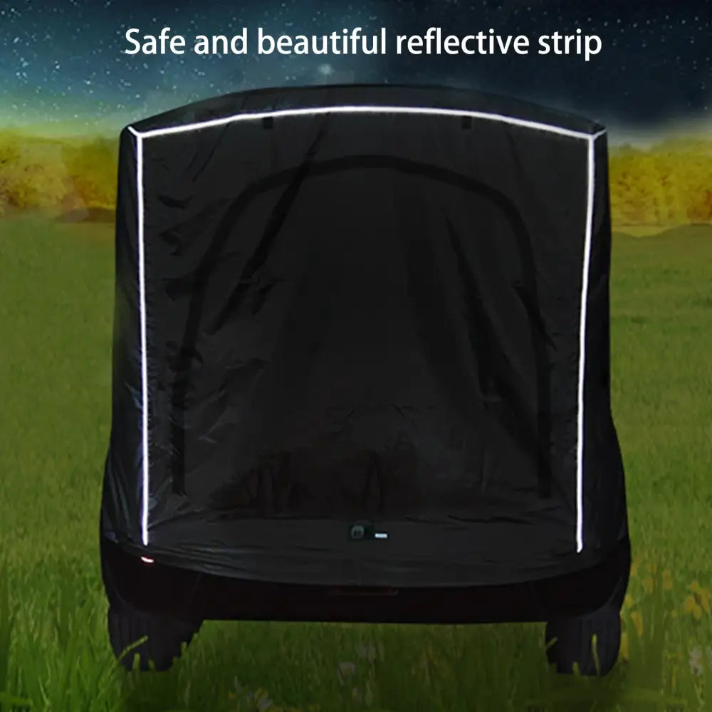 Black suitcase with a reflective strip along the top edge.