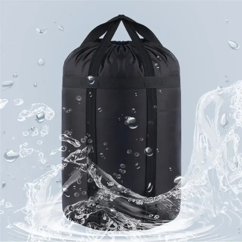 Black waterproof dry bag with drawstring closure.