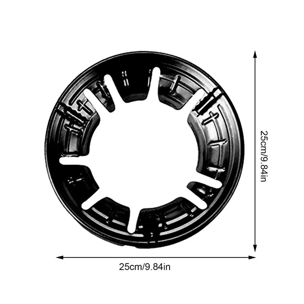 Circular black plastic ring with multiple segments and a central opening.