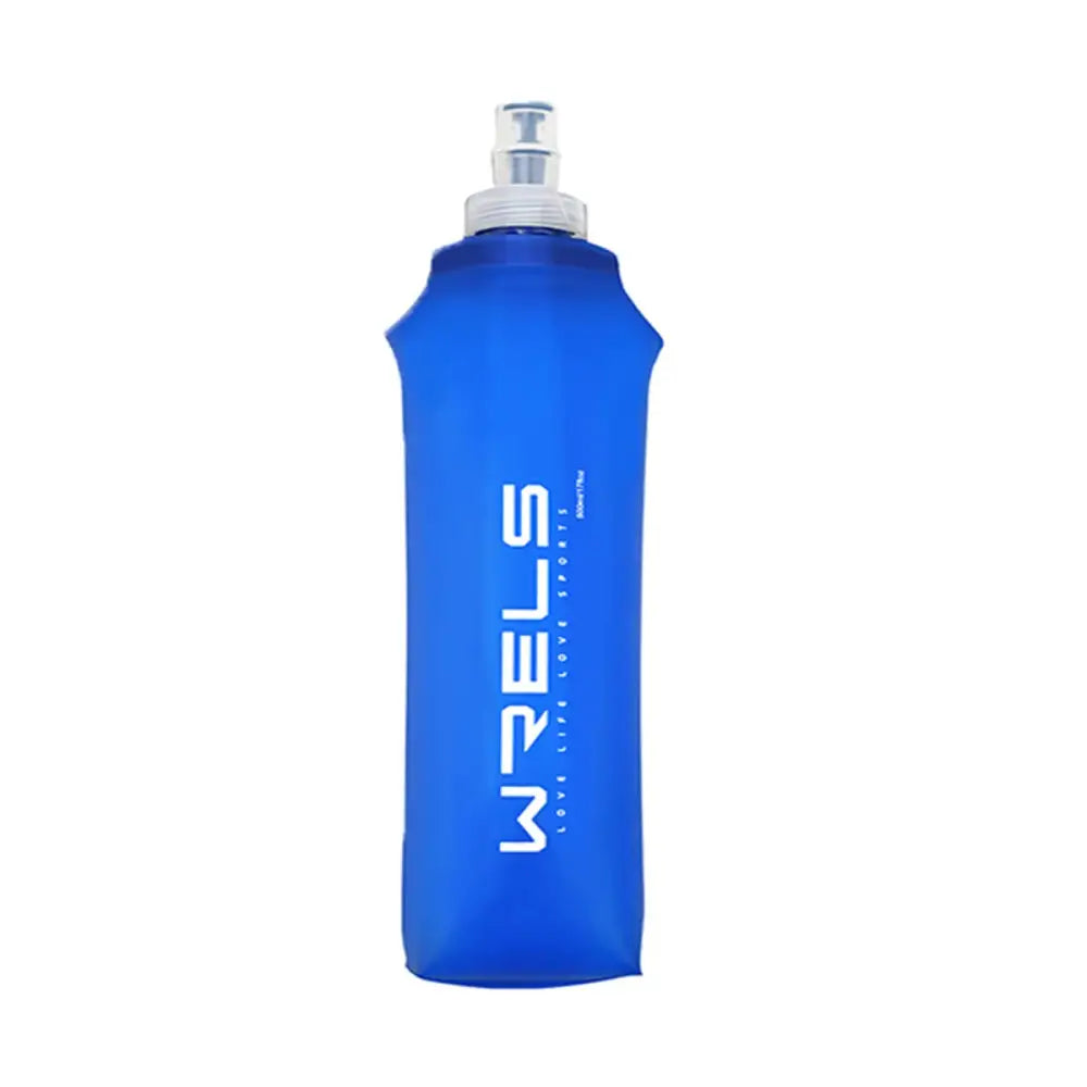 Blue soft flask water bottle with ’WREI’S’ branding.